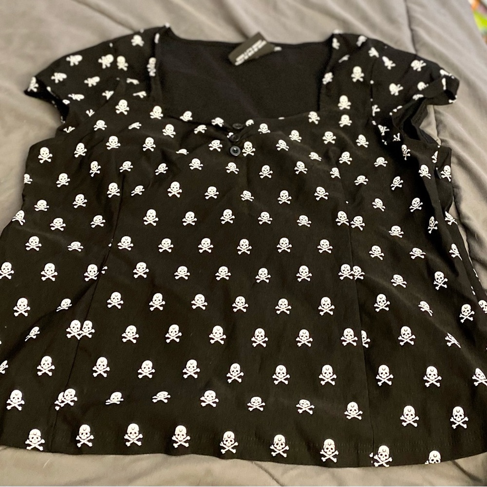 Killstar Bad 2 The Bone Skull Crossbones Gothic Punk Witch Top Shirt